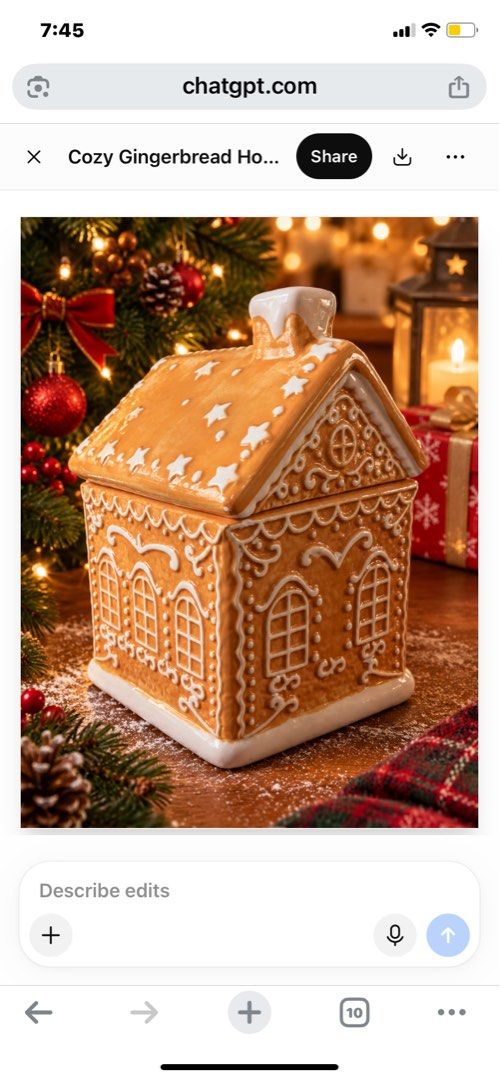 Ceramic Gingerbread House Cookie Jar Holiday Decor (Category: Food Organization & Storage) located in Cavite. Submitted by tatashop_sky (Listing ID 1466302784, Image 1). Description: - Material: High-quality ceramic gingerbread house cookie jar - Design: Removable roof lid with a white frosted chimney, iced patterns, windows, stars, and a gingerbread man by the door - Base: Charming white snowy base - Use: Ideal for storing holiday treats or as a
