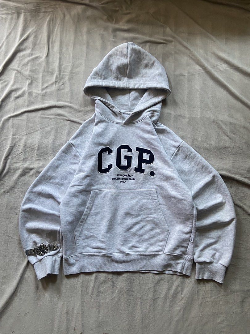 CGP HOODIE GREY (Category: Coats, Jackets and Outerwear) located in Bacolod City. Submitted by clerkhexx (Listing ID 1466321874, Image 1). Description: CGP GREY HOODIE ( BOXY FIT ) Brand: CGP ( CODE GRAPHY) Measurements: WIDTH 22 LENGHT 26 Mine: 350 Condition of this item 10 - color rate 10- issue yellow stain idk if removble need hard wash Check every photos for conditions of the item.