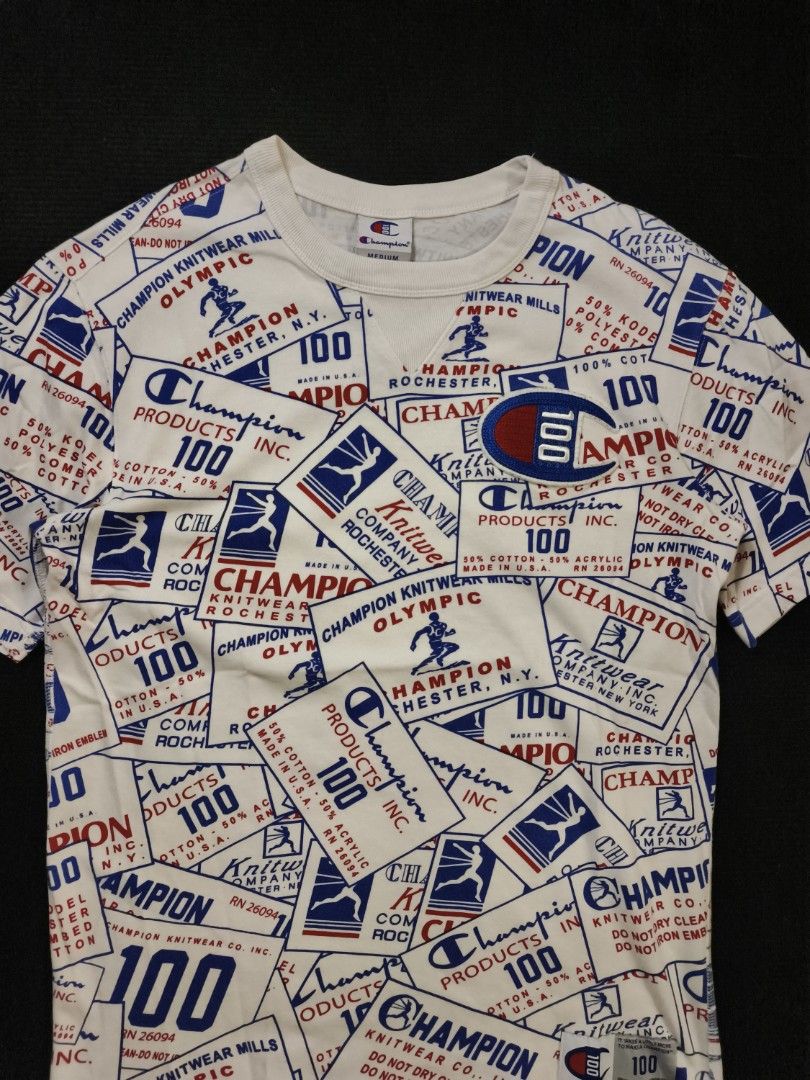 Champion AOP (Category: Tshirts & Polo Shirts ) located in San Fernando. Submitted by gaboo_asncn (Listing ID 1466323831, Image 3). Description: - CHAMPION AOP - Size: Medium on tag (W21/L29) - Condition: Excellent - Color Rate: 9.5/10 - No issue.
