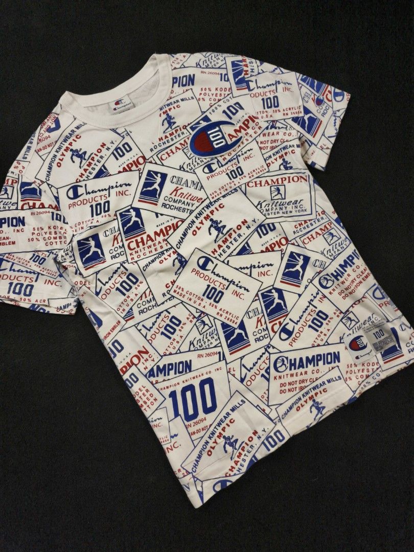 Champion AOP (Category: Tshirts & Polo Shirts ) located in San Fernando. Submitted by gaboo_asncn (Listing ID 1466323831, Image 1). Description: - CHAMPION AOP - Size: Medium on tag (W21/L29) - Condition: Excellent - Color Rate: 9.5/10 - No issue.