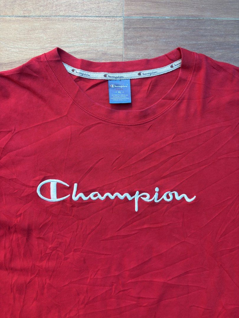 Champion Embroidered Logo Tee (Category: Tshirts & Polo Shirts ) located in Tacurong. Submitted by kmthrift19 (Listing ID 1466269660, Image 2). Description: Dimes: W20.5xL26.5 Condition: 9.5/10 Size on tag: XL Issue: None.