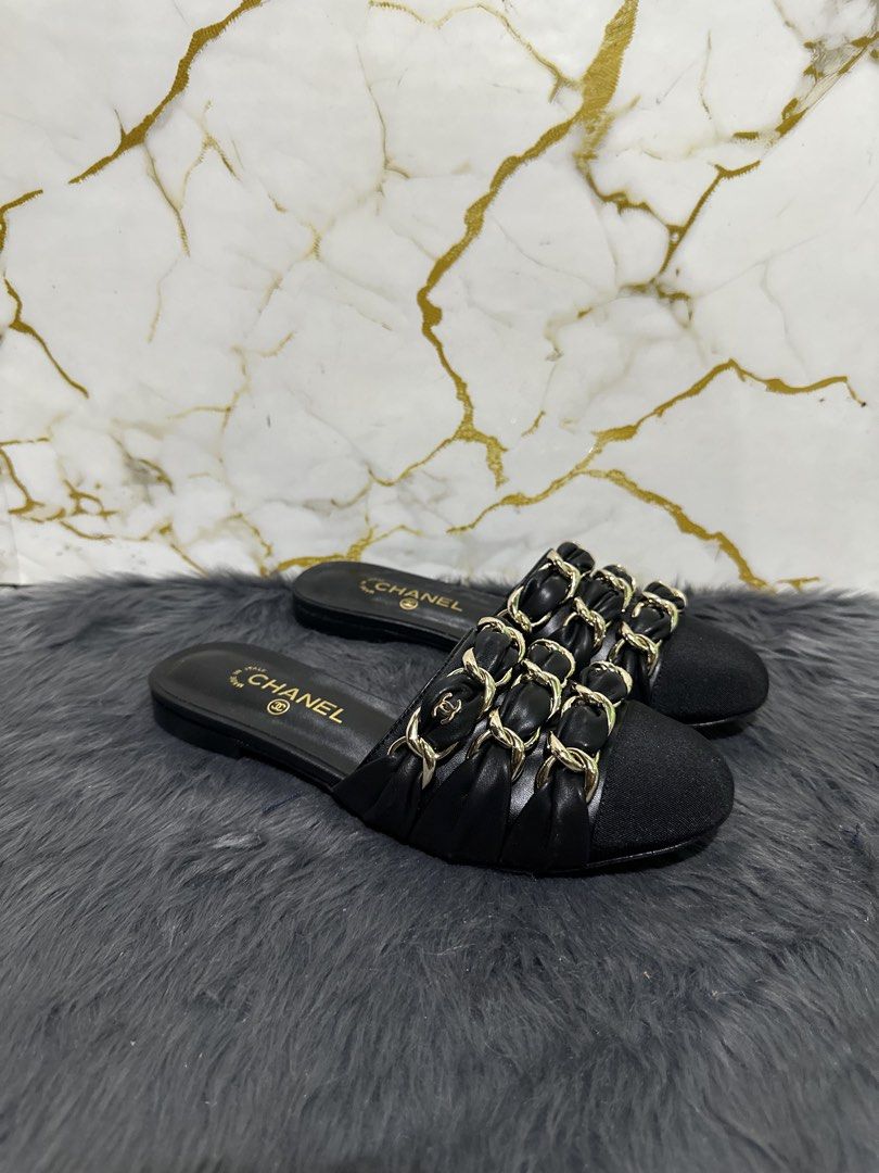 Chanel Mules (Category: Flats & Sandals) located in Marikina City. Submitted by georgiaprelovestuff (Listing ID 1466188606, Image 2). Description: size 39 PLEASE READ BEFORE MAKING AN OFFER: 🔹No inclusions since this is preloved 🔹NO to low ballers please 🔹NO meetups due to busy schedule 🔹If you make an offer, please get the item let's not waste each other's time 🔹NO return NO exchange NO cancellation 🔹Please manage your expectation since al