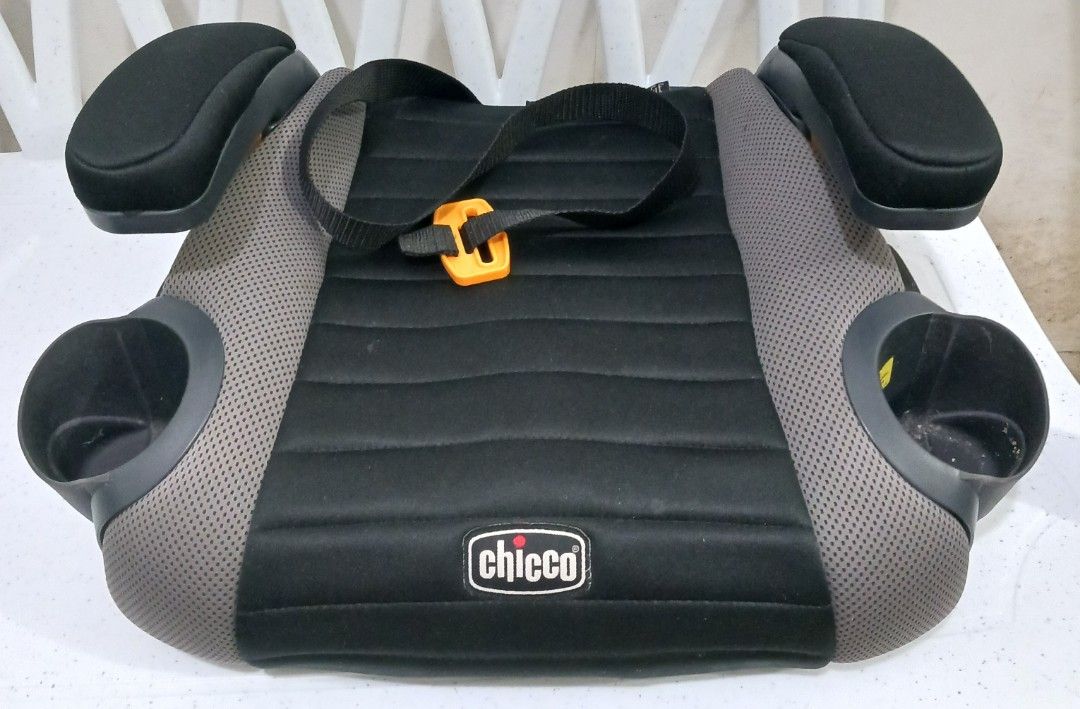 Chicco car booster seat with cup holders (Category: Car Seats) located in Taguig. Submitted by l.a.8 (Listing ID 1466224099, Image 2). Description: - 1.5k only down from 2k -Authentic Chicco car booster seat in sleek black and grey - Padded armrests and built-in cup holders on both sides for extra comfort and convenience - Includes shoulder belt positioning strap with orange adjuster buckle for a secure fit -no return/exchange once paid. -no rese