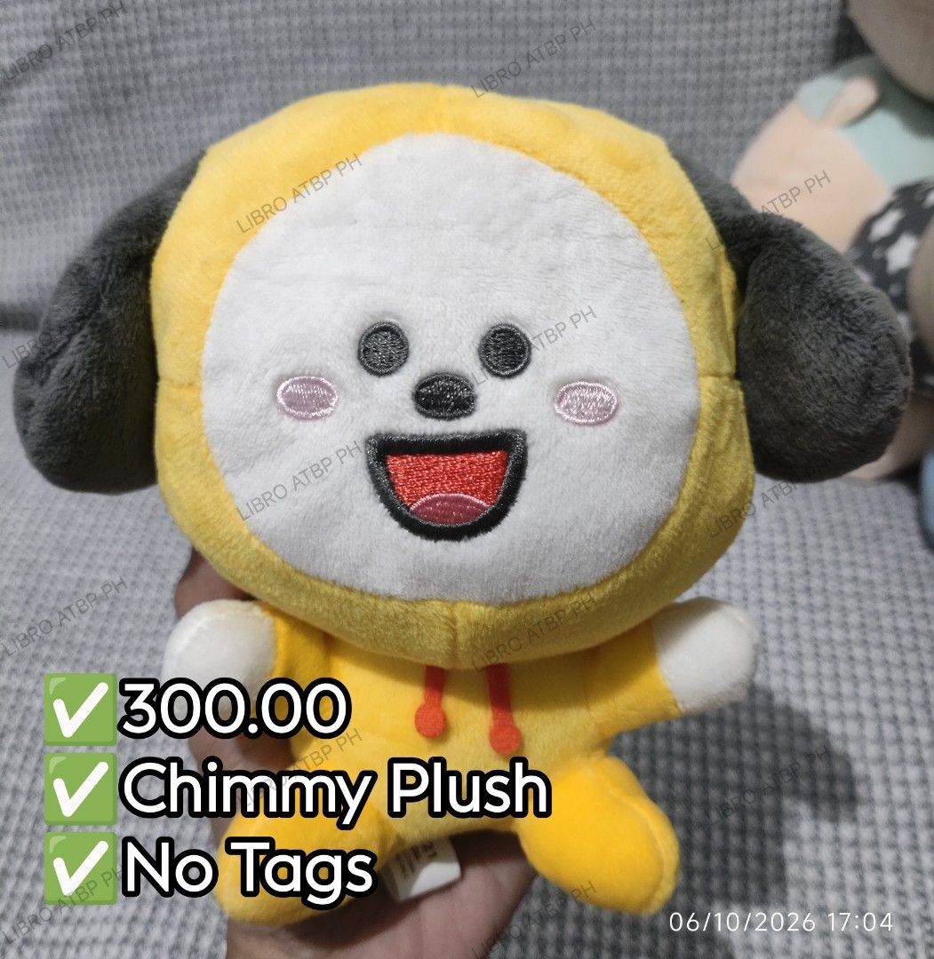 Chimmy Plush (Category: K-Wave Merchandise) located in Quezon City. Submitted by libro_atbp (Listing ID 1466255689, Image 1). Description: 🧸💜 TINY TAN / BT21 FOR SALE! ⤷ Personal collection decluttering ✨ ⤷ Paubos sale. ⤷ 📸 Prices are on the photos. ⤷ 📍 North Olympus Subd., Quezon City • pm for inquiries • no cancellations! • PAYO ONLY! FIRST-TO-PAY POLICY MOD: sdd/j&t/flash MOP: gcash/maya/gotyme/maribank.
