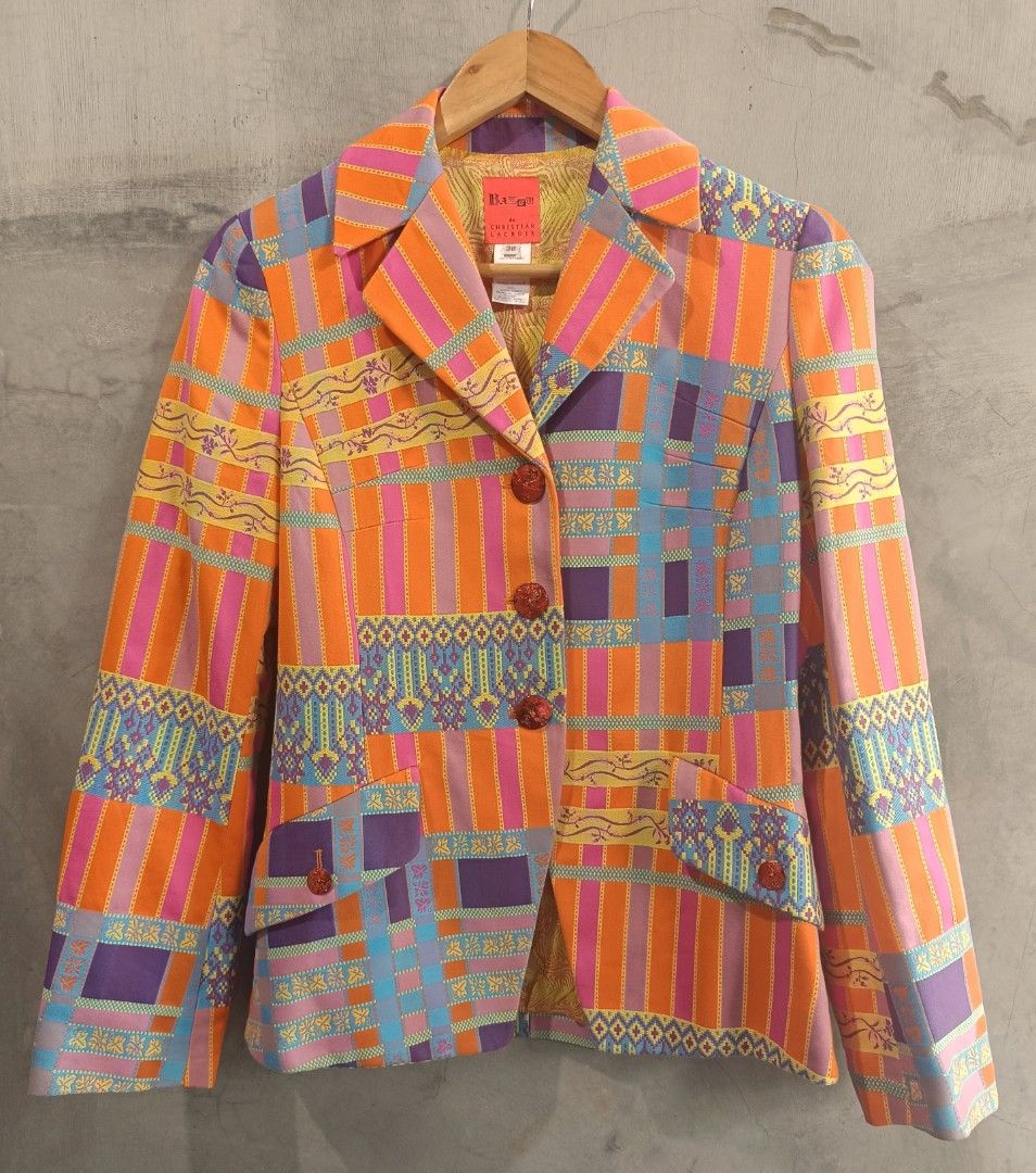 Christian Lacroix Bazaar Pattern Design Blazer Coat (Category: Coats, Jackets and Outerwear) located in Bacoor. Submitted by nineties_kid (Listing ID 1466190616, Image 2). Description: >==== > Christian Lacroix Bazaar Pattern Design Blazer Coat Size: Medium (38) Shoulder width: 16 inches Sleeve length: 24.5 inches Jacket width: 18 inches Jacket length: 25 inches ___________ ▶LBC Cash on Pick-up (C.O.P) Offer nation-wide delivery, as long as there