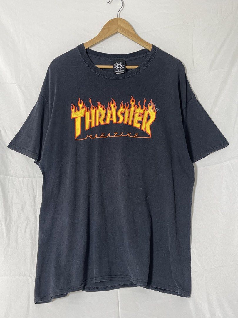 Classic Thrasher Graphic Shirt (Category: Tshirts & Polo Shirts ) located in Imus. Submitted by mochi.rella (Listing ID 1466258382, Image 1). Description: Black Thrasher Fair Condition | Print Transfer XL on tag | Fit L W 23 | L 30 .