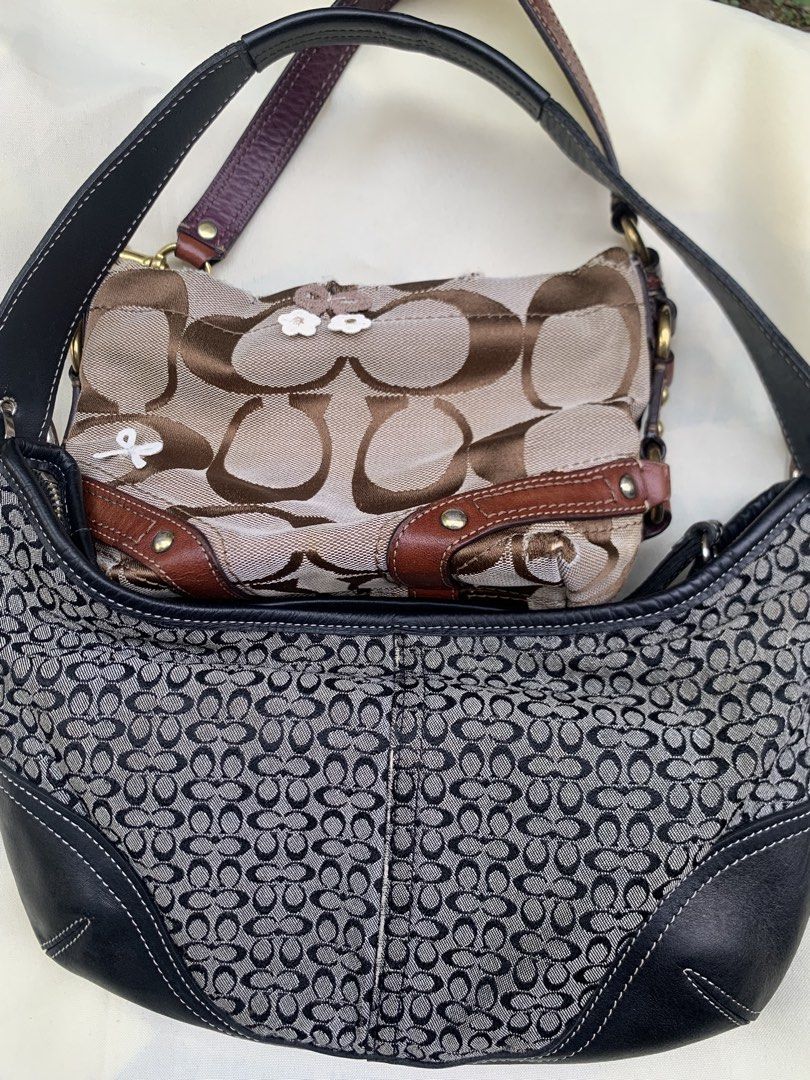 Coach Bag (Category: Shoulder Bags) located in Bayombong. Submitted by declutterbyriri (Listing ID 1466110380, Image 2). Description: SOLD AS SET for ₱2,500 - Coach Hobo Bag (OFF) - Coach Mini Carly : please see the individual deets here po sa acc ko rin ^^ nalagyan ko ng patch si Carly to cover up yung rubs .