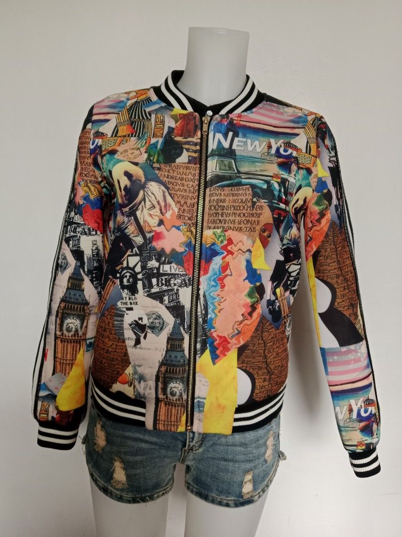 collage print Bomber Jacket (Category: Coats, Jackets and Outerwear) located in Manila. Submitted by mamapards17 (Listing ID 1466241398, Image 1). Description: .