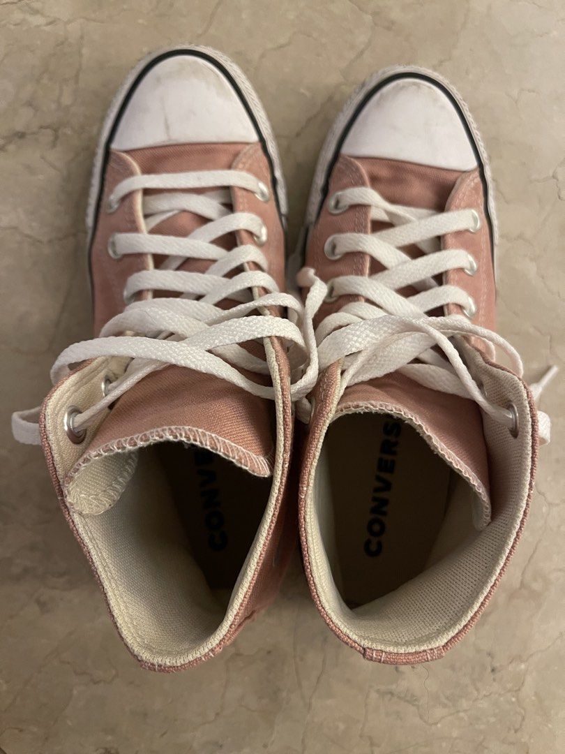 Converse All Star High Top Pink Sneakers (Category: Sneakers) located in San Juan City. Submitted by rike_ramirez (Listing ID 1466168095, Image 2). Description: Original and authentic, purchased in the USA Pink Converse High Tops (Classic Chuck Taylor style) US women’s 5.5 / UK 3.5 / EUR 36 Good pre-loved condition with canvas intact and plenty of life left in the soles Minor dirt marks on the white rubber toes from normal wear (easily removable 