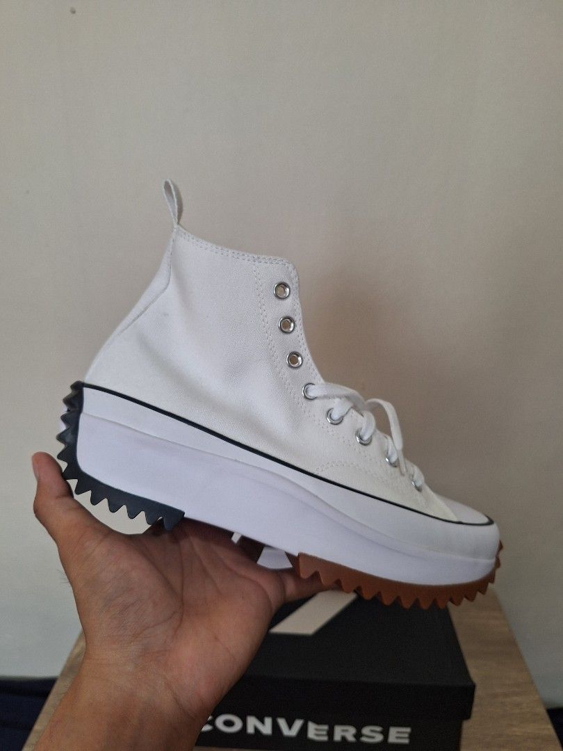Converse Run Star Hike Hi (Category: Sneakers) located in Tuguegarao City. Submitted by ryo38122 (Listing ID 1466328226, Image 2). Description: Converse Run Star Hike Hi Color: White/Black/Gum Brand New | 100% Original Complete with original box & paper bag Size: Men's 8 US | Women's 9.5 US | 7 UK | 41 EU | 26 CM SRP: ₱5,290 Selling for only ₱2,600 Location/Meet-up: Tuguegarao City Nationwide shipping via J&T or LBC.