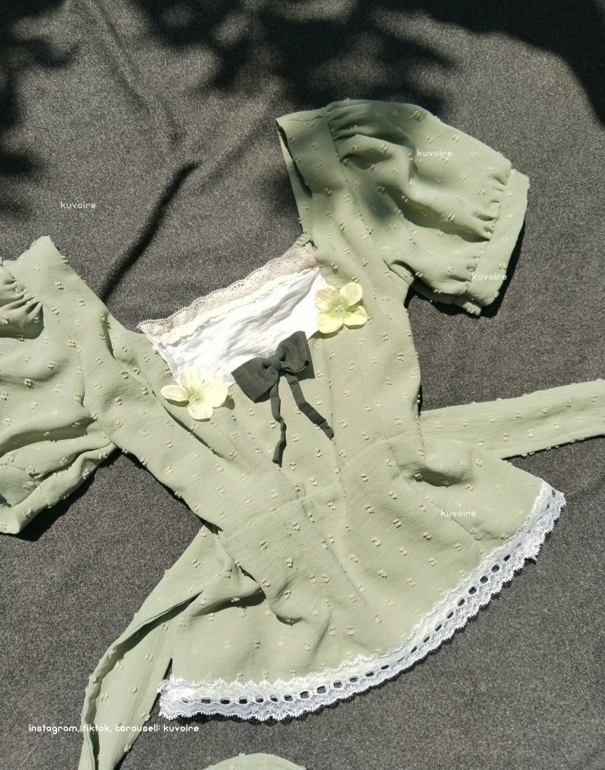 Coquette Green Top (Category: Blouses) located in Tacloban City. Submitted by kuvoire (Listing ID 1466191325, Image 2). Description: - reworked, S-M - sf not included unless bundle of 3.