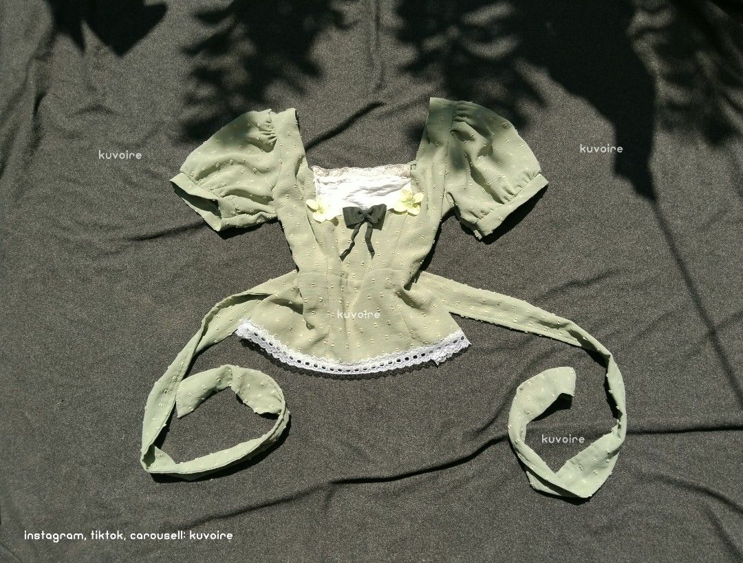 Coquette Green Top (Category: Blouses) located in Tacloban City. Submitted by kuvoire (Listing ID 1466191325, Image 1). Description: - reworked, S-M - sf not included unless bundle of 3.