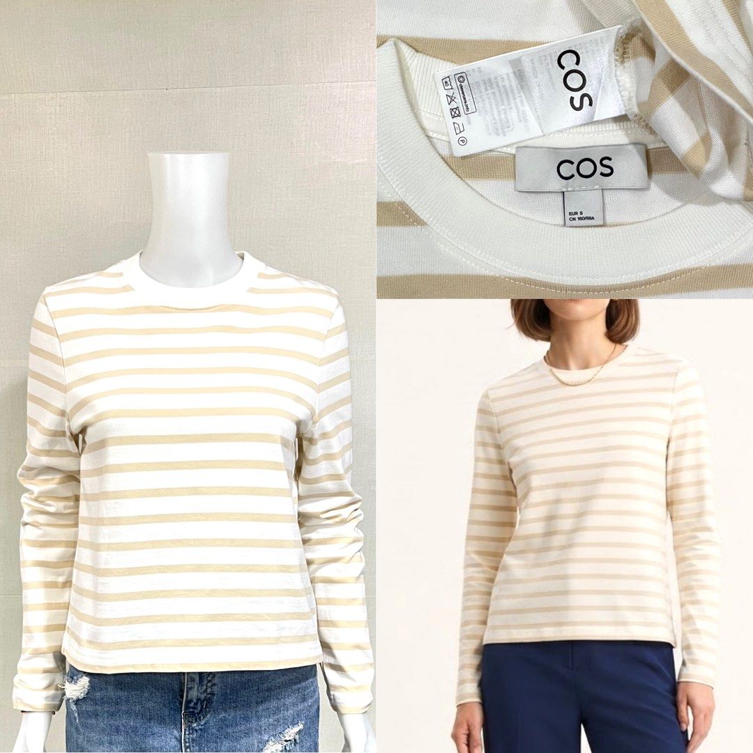 Cos Striped Beige LS Blouse (Category: Blouses) located in Cebu City. Submitted by kei.flmn (Listing ID 1466156938, Image 1). Description: 📌PLEASE READ BEFORE MAKING AN OFFER Excellent Condition (No issues) Size:Fits Small (S) - [x] Flat Lay Measurements (in inches): - [x] Bust: 36” - [x] Length Reference: Mannequin Height : 5’4” (First-come, first-served basis) Due to an increased number of joy reservers and fake buyers, offers will only be acc