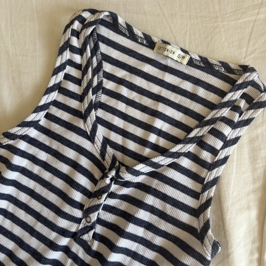 Cotton on Stripe Ribbed Bodysuit (Category: Sleeveless) located in Binan City. Submitted by myprelovedhaul (Listing ID 1466203243, Image 2). Description: - fits xs to small! - no when worn photos! - last price posted! - please message only if sure buyer! - limited replies only. - Available unless mark as sold. - Ship via j&t or lalamove for same day. -Mode of payment: Gcash 📍Biñan Laguna .
