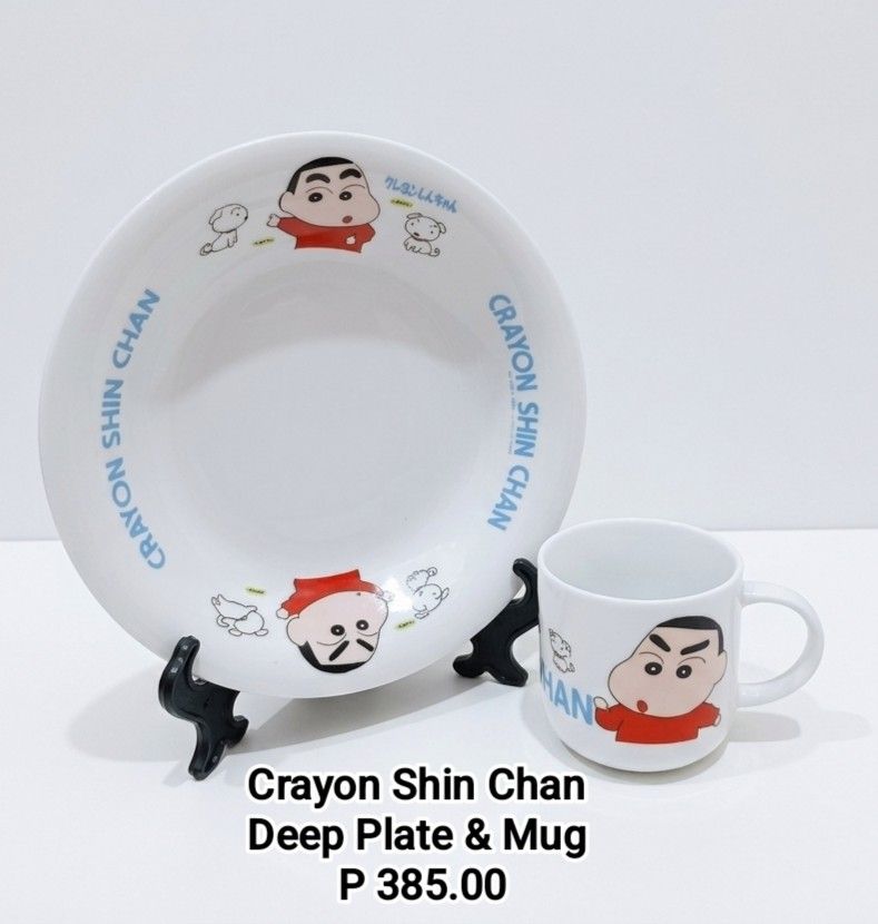 Crayon Shin Chan Ceramic Deep Plate & Mug (Category: Dinnerware & Cutlery) located in Binan City. Submitted by mayjhe (Listing ID 1466271022, Image 1). Description: 💛 For Sale 💛 🌸 Crayon Shin Chan 🍀 Ceramics Mug & Deep Plate 📍 Condition: Good / No box 💰 Price is ₱ 385.00 👉 Other details posted 🇵🇭 Location Biñan Laguna 🛵 Courier J& T and Lalamove 📋 Shipping by schedule 📍 NO COD & COP 📌 All items are carefully packed and labeled with F