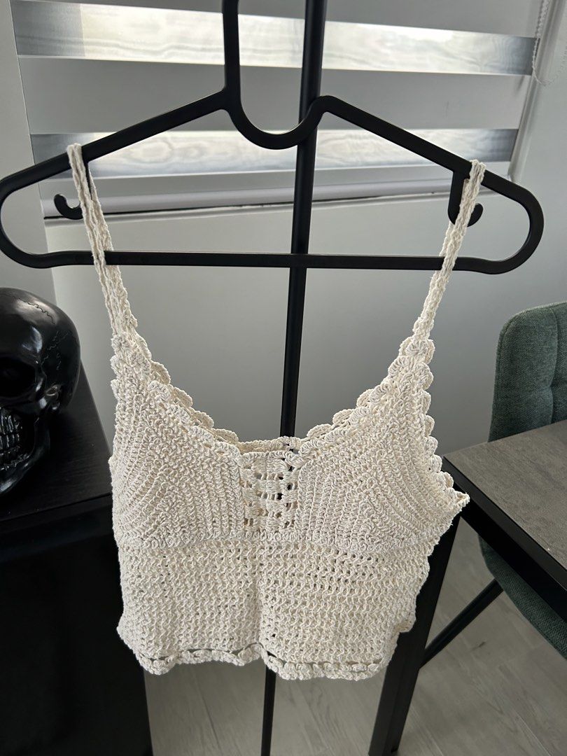 Cream Crochet Crop Spaghetti Strap Boho Top (S) (Category: Sleeveless) located in Dasmarinas. Submitted by sfclosetcleanup (Listing ID 1466240544, Image 3). Description: .