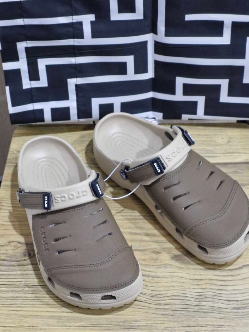 Crocs Sandal Khaki Brown (Category: Slippers & Slides) located in Davao. Submitted by j_guitarist (Listing ID 1466248613, Image 2). Description: - Sizes: EU size 41-42, US size 8 (Inner length size: 26 cm) / EU size 42-43, US size 9 (Inner length size: 27 cm) - Brand new with tags (BNWT) - Stylish tan and brown colorway - Adjustable strap system with secure buckle detail - Ventilation ports on the upper for breathability - Comfortable slip-on des