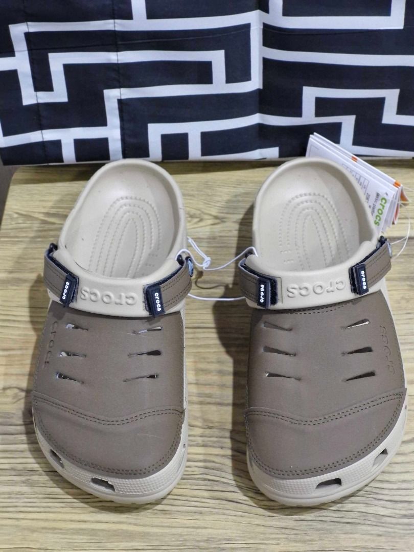 Crocs Sandal Khaki Brown (Category: Slippers & Slides) located in Davao. Submitted by j_guitarist (Listing ID 1466248613, Image 3). Description: - Sizes: EU size 41-42, US size 8 (Inner length size: 26 cm) / EU size 42-43, US size 9 (Inner length size: 27 cm) - Brand new with tags (BNWT) - Stylish tan and brown colorway - Adjustable strap system with secure buckle detail - Ventilation ports on the upper for breathability - Comfortable slip-on des