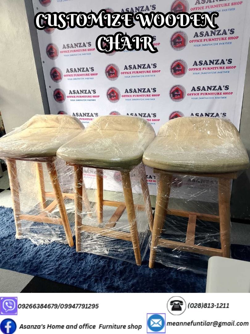 CUSTOMIZE HIGH WOODEN CHAIR (Category: Chairs) located in Caloocan City. Submitted by meannefunt41572 (Listing ID 1466229897, Image 2). Description: NOTE: THIS IS FOR POSTING PURPOSES ONLY, KINDLY DIRECT MESSAGE ME IN THE NUMBER ATTACHED IN THE PHOTOS FOR PRICE AND FOR MORE DETAILS 2026 FACTORY SALE -BIG DISCOUNTS! Perfect for home , offices , schools , and businesses Our Range of Products: Armchairs Desks and Tables Chairs and other seating Cust