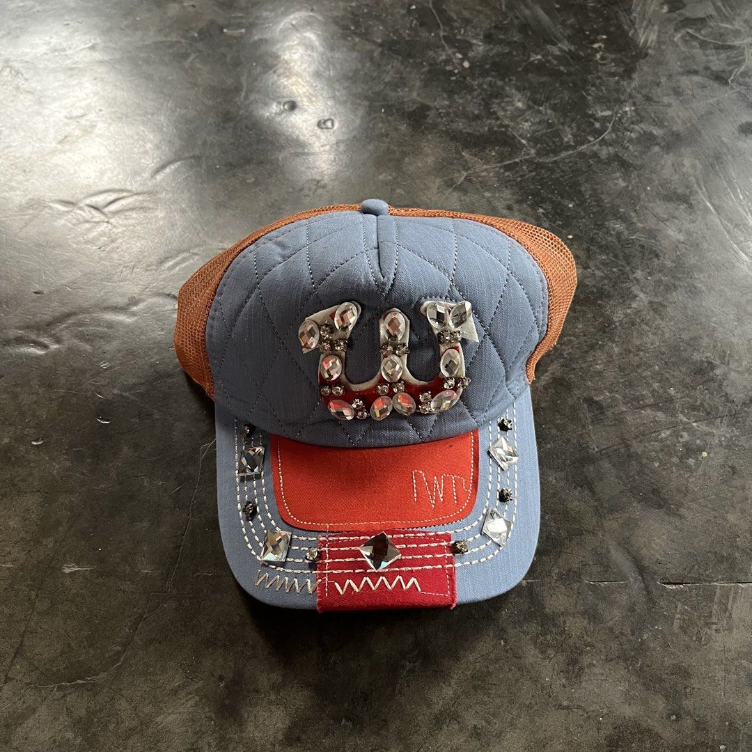 CUSTOMIZED Y2K- STYLE QUILTED TRUCKER HAT (Category: Caps & Hats) located in Iloilo. Submitted by 4slugtoslum (Listing ID 1466210394, Image 1). Description: CUSTOMIZED Y2K- STYLE QUILTED TRUCKER HAT ONE SIZE FITS ALL NO ISSUE 600📩.