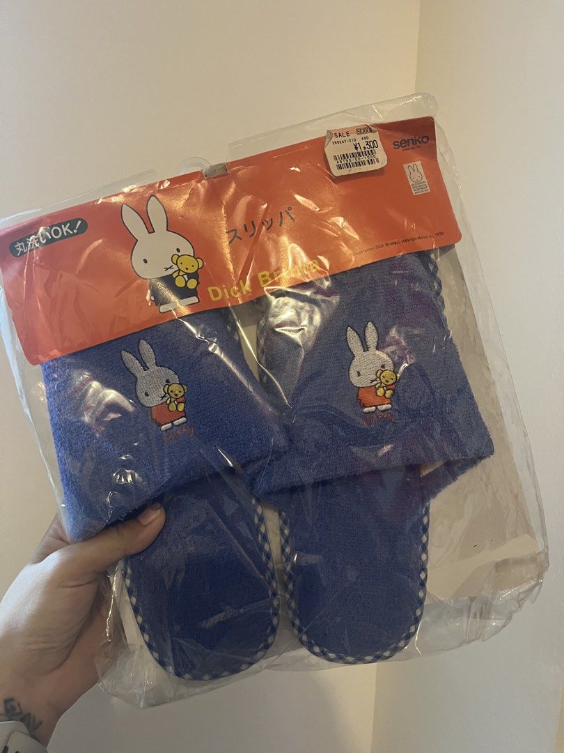 Dick Bruna Miffy Blue Slippers Senko (Category: Slippers and slides) located in Subic. Submitted by kiniistayls (Listing ID 1466160475, Image 1). Description: - Brand new, sealed in original packaging with Senko tag - Can fit 36-37 women's size ( 23-24cm ) .