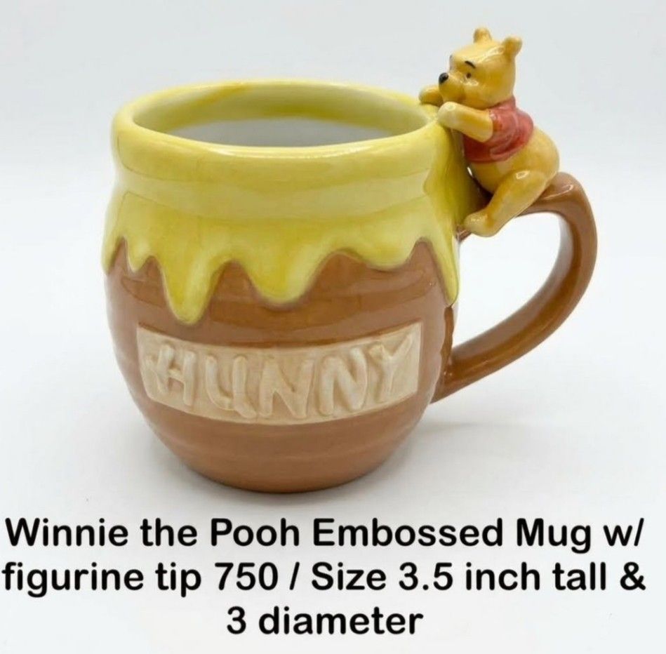Disney Winnie the Pooh Ceramic Embossed Mug (Category: Coffee & Tea Tableware) located in Binan City. Submitted by mayjhe (Listing ID 1466274710, Image 1). Description: 💛 For Sale 💛 🌸 Disney Winnie the Pooh 🍀 Ceramic Embossed Mug 📍 Condition: Good / No box 💰 Price is ₱ 750.00 👉 Other details posted 🇵🇭 Location Biñan Laguna 🛵 Courier J& T and Lalamove 📋 Shipping by schedule 📍 NO COD & COP 📌 All items are carefully packed and labeled w