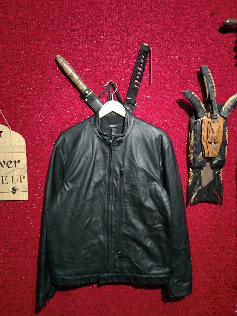DKNY CHINESE COLLAR LEATHER JACKET FOR MEN'S (Category: Coats, Jackets and Outerwear) located in Baguio. Submitted by vertex_nga.pow (Listing ID 1466158451, Image 3). Description: DKNY CHINESE COLLAR LEATHER JACKET FOR MEN'S MEDUIM SIZE DIMENSION 26.5L BY 21 ARMPIT TO ARMPIT 18 INCHES SHOULDER TO SHOULDER 25 INCHES SLEEVE GENUINE LEATHER GOOD CONDITION BAGUIO LOCATION PLUS SF SA MALAYU JNT COURIER PASS COD UNLI VOUCH PRICE:PM DM PM DM IF INTEREST