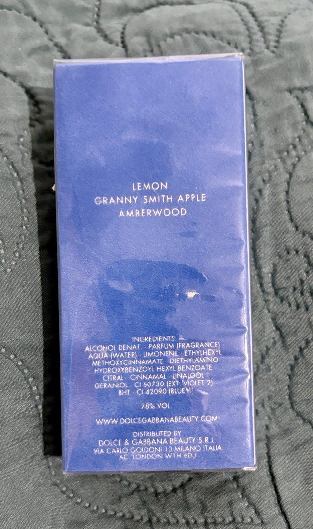 Dolce & Gabbana Light Blue Eau Intense 50ml (Category: Fragrance & Deodorants) located in Pasig City. Submitted by jjsm1316 (Listing ID 1466298905, Image 2). Description: - Brand: Dolce & Gabbana Light Blue Eau Intense - Size & Type: 50ml Eau de Parfum (EDP) - Condition: Brand new, sealed in original plastic wrapping - Origin: Made in Italy - Expiry Date: June 2028 (verified on distributor sticker) - Scent Notes: Lemon, Granny Smith apple, and am