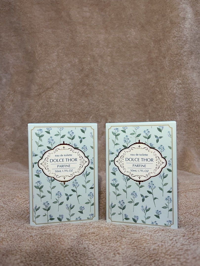Dolce Thor Eau De Toilette 50ml (Category: Fragrance & Deodorants) located in Manila. Submitted by rmsji (Listing ID 1466255041, Image 2). Description: Dolce Thor eau de toilette bottles up for grabs. Got three different scents available: Silky Mellow, Parfine, and Sunny Grace. Each box holds 50ml or 1.7 fluid ounces of fragrance. Lovely botanical illustration packaging. Great option if you want to try out some soft floral scents..