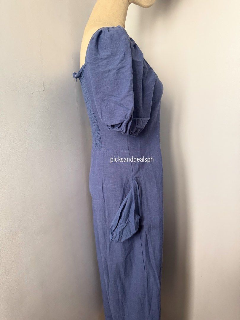 Dusty Blue Linen Jumpsuit (Category: Jumpsuits) located in Quezon City. Submitted by secondchanceplease (Listing ID 1466214319, Image 3). Description: Bust 32-34in Waist 27-28in Used Once..