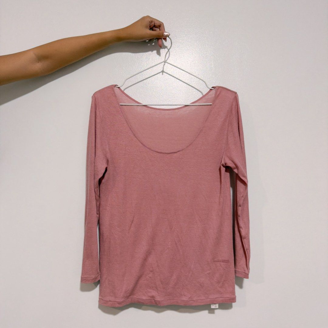 dusty pink low neck top (Category: Longsleeves) located in Cebu City. Submitted by cuteoncue (Listing ID 1466275323, Image 2). Description: med-large (m on tag) please see last photo for a minor fabric run. it’s barely noticeable when worn but worth noting..