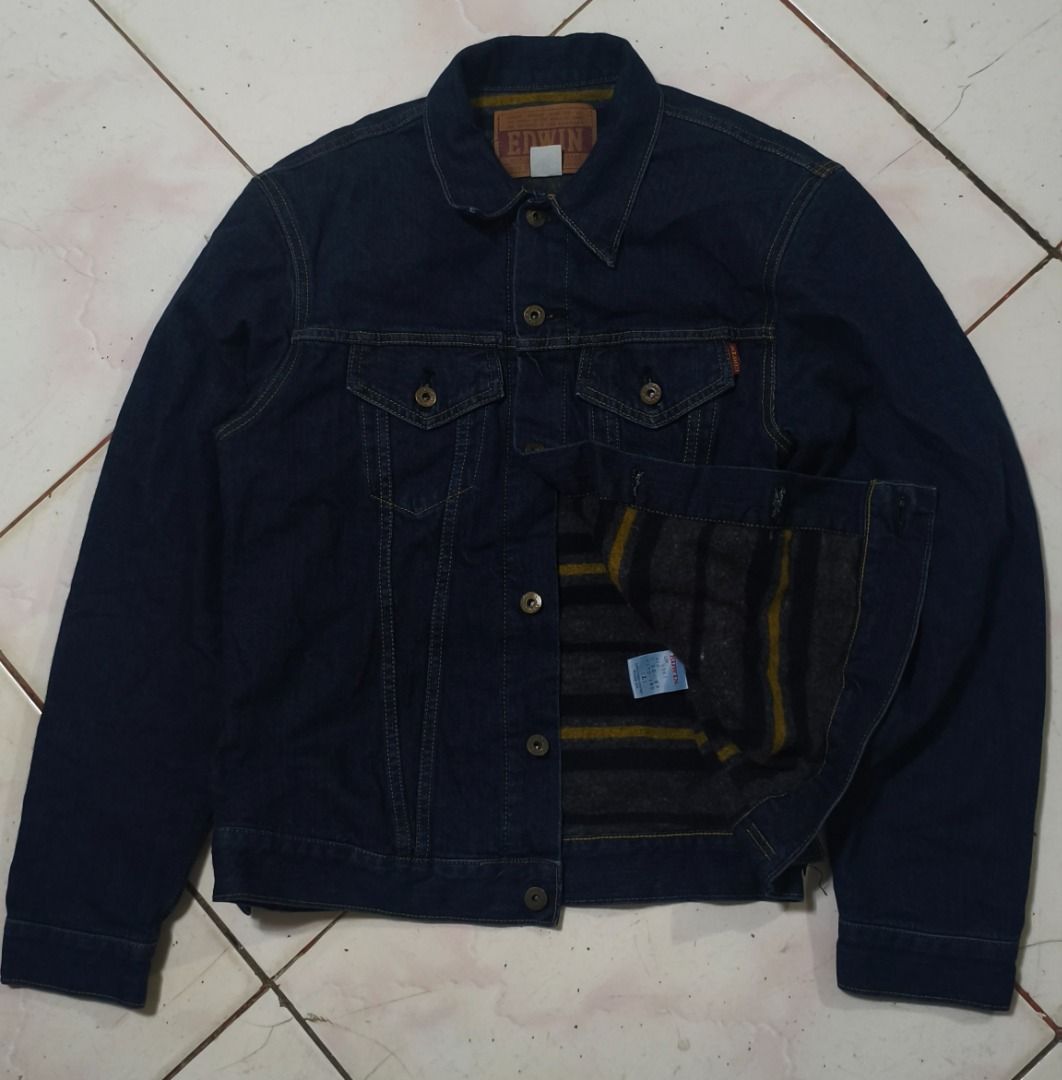 EDWIN DENIM JACKET WOOL LINING (Category: Coats, Jackets and Outerwear) located in Caloocan City. Submitted by lorkan04 (Listing ID 1466224359, Image 1). Description: 21.5x26 Large On Tag No Issue Authentic Excellent Condition .