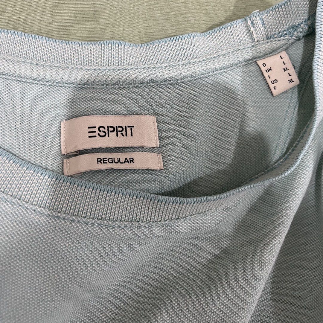 Esprit Regular Fit T-Shirts Bundle Size L (Category: Tshirts & Polo Shirts ) located in Cavite. Submitted by jeklitam07235 (Listing ID 1466263575, Image 2). Description: Bundle of two Esprit regular fit t-shirts. One in light blue, one in pink with contrast collar trim. Both crew neck, short sleeves. Size L on tags. Soft textured knit fabric. Clean condition, tags intact..