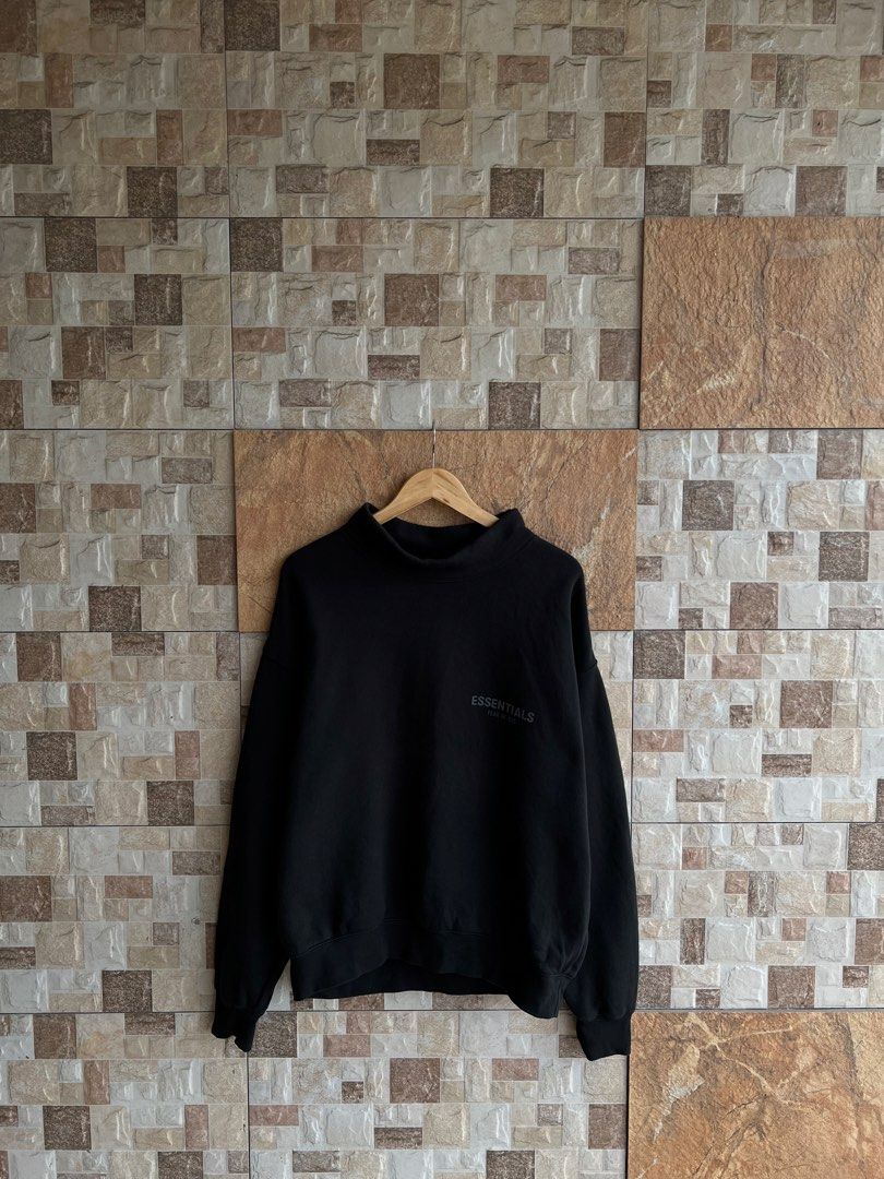 ESSENTIALS - “ REFLECTORIZE LOGO DESIGN “ MOCK NECK SWEATER (Category: Coats, Jackets and Outerwear) located in Bacolod City. Submitted by timelessbyjosh (Listing ID 1466310609, Image 1). Description: BEST FOR CASUAL & COZY OUTFITS SIZE : SMALL ACTUAL COLOR : CHARCOAL BLACK COLOR RATE : 9. 5 OUT OF 10 CONDITION : EXCELLENT MATERIAL : 80 % COTTON & 20 % POLYESTER MADE IN : CHINA FLAWS : NONE DIMENSIONS LENGTH - 27 WIDTH ( ARMPIT TO ARMPIT ) - 26. 
