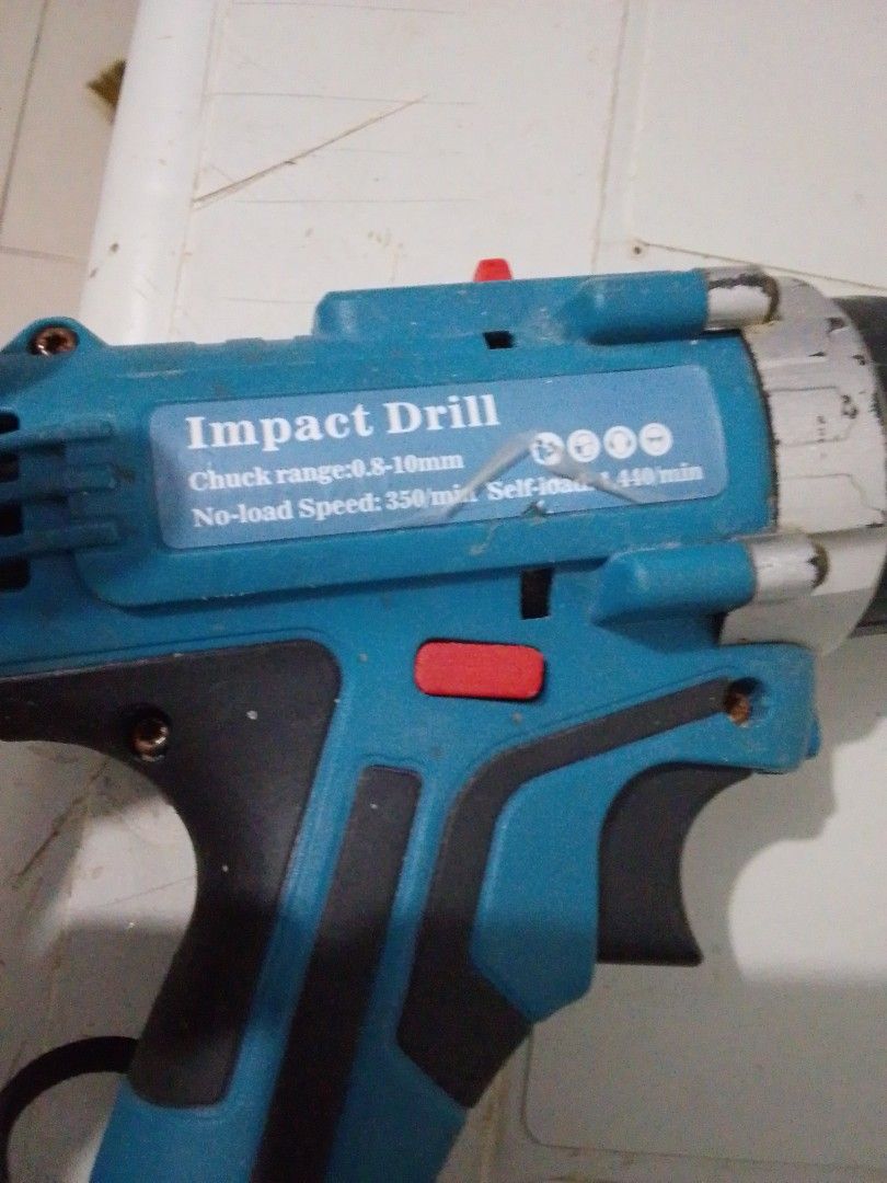 ETP 398VF Cordless Impact Drill (Category: Construction Tools & Equipment) located in Quezon City. Submitted by zealstone_baf57c (Listing ID 1466331781, Image 3). Description: - Brand/Model: ETP Cordless Impact Drill - Battery: 398VF with base gauge graphic - Chuck Range: 0.8-10mm bits - Speed: 350/min (no-load) up to 1,440/min (self-load) - Design: Blue and black body with handle tether loop - Condition: Minor workshop wear, fully tested and pow