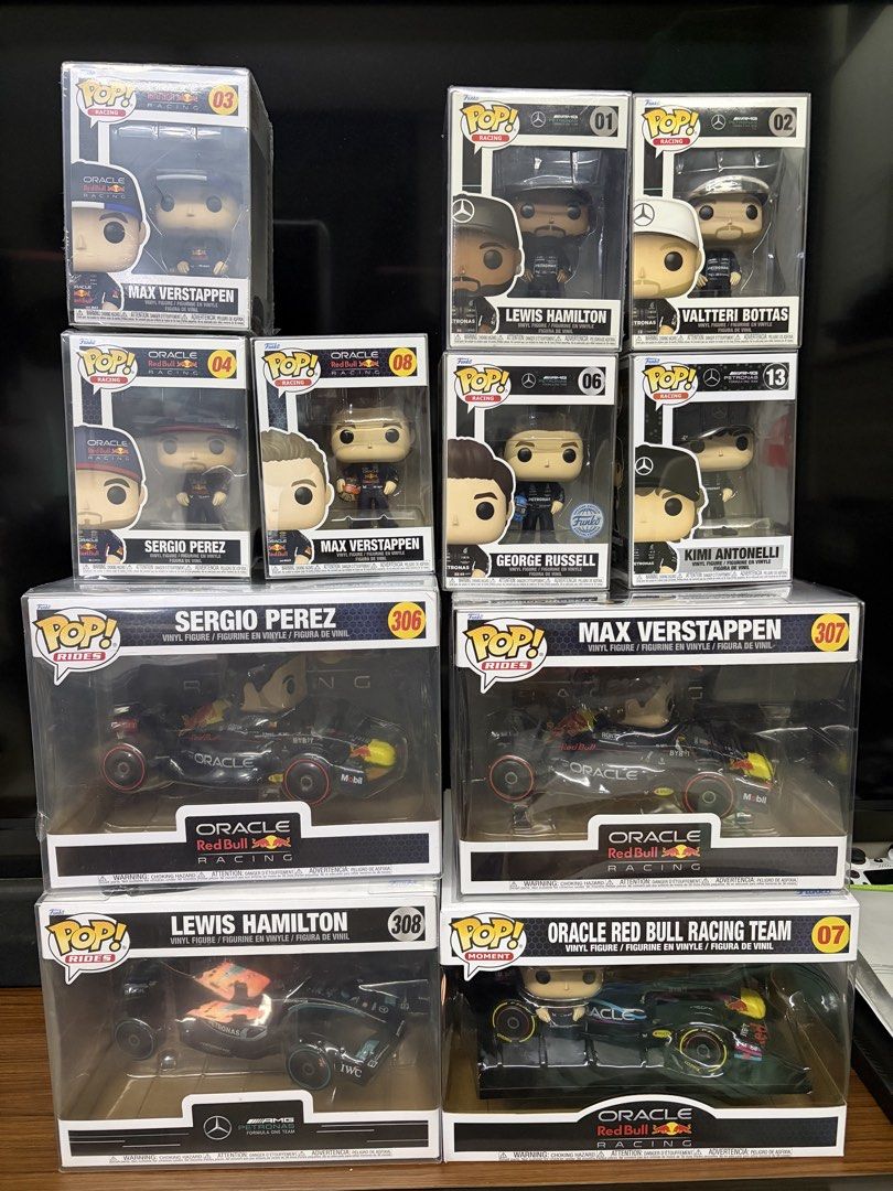 F1 Funko Pop (Category: Figurines & Statues) located in Manila. Submitted by jmg_ian (Listing ID 1466299732, Image 1). Description: WTS/LFB: F1 Funko Pop Will prio lot buying For 1000 Lewis Hamilton 01 - SOLD Valterri Bottas 02 - SOLD Max Verstappen 03 - SOLD Sergio Perez 04 Max Verstappen 08 Kimi Antonelli 13 - SOLD For 1200 George Russell FSE 06 - SOLD For 3000 Sergio Perez 306 Rides Max Verstappen 307 Rides Lewis Hamilton 308 Rides - SOLD Orac