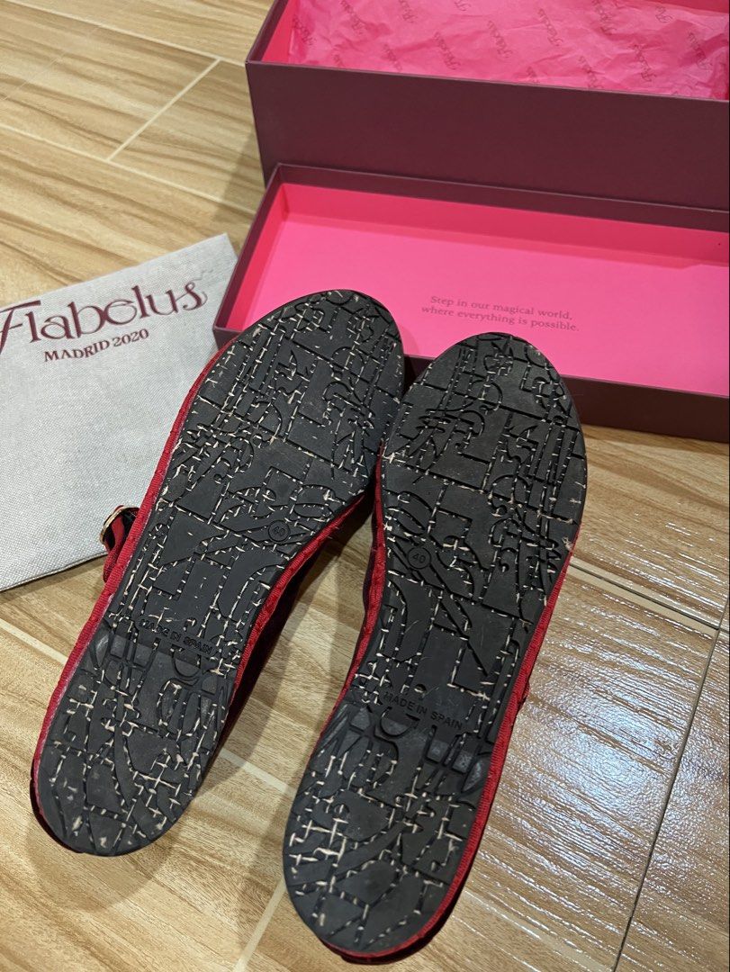 Fabelus Mary Jane size 40 (Category: Flats & Sandals) located in Davao. Submitted by bengscloset (Listing ID 1466221408, Image 3). Description: Brand: Fabelus Mary Jane (Made in Spain) Color: SMOLLETT (Deep burgundy velvet with bright red trim) Size: 40 Details: this is handmade Condition: like new (bought it from greenbelt pop-up recently) Inclusions: box and branded dust bag 📌 No rush shipping. 📦 Shipping fee c/o buyer. 📍Davao City 💌 Feel f