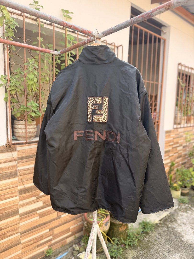 Fendi reversible leopard jacket (Category: Luxury Apparel) located in Cavite. Submitted by shiro_____. (Listing ID 1466212289, Image 1). Description: Fendi reversible leopard jacket One size Fits large Length 31 Width 26 Excellent condition Price 7500 Pm🗝️.