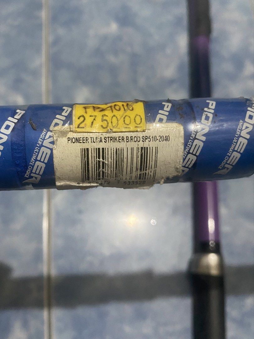Fishing Rod/Casting (Category: Fishing) located in Cavite. Submitted by yhannashoppe_08 (Listing ID 1466185077, Image 3). Description: Take all -> Pioneer Tuna Striker heavy-duty boat fishing rod. model number & specifications are: • Model Code: SP510-2040 • Line Class Rating: 20–40 lb (approximately 9.1–18.2 kg) • Length: 5'10" (indicated by the "510" in the model prefix) -> Purple: Tica (resembling a Tica TC telescopic rod) with a length of 3.6