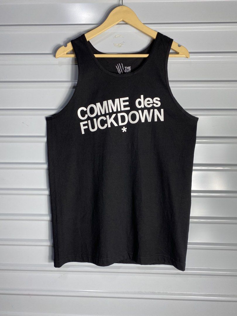 FOR SALE (Category: Tshirts & Polo Shirts ) located in Davao. Submitted by lucas06082030 (Listing ID 1466275574, Image 1). Description: COMME DES FUCKDOWN TANK TOP LARGE DIMENSION : WIDTH 30 x LENGTH 20 LIKE NEW CONDITION .