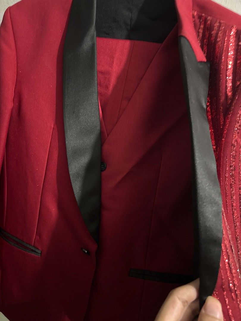 For Sale! Full set Red Suit (Category: Coats, Jackets and Outerwear) located in Makati City. Submitted by sibuebfuv2012 (Listing ID 1466269532, Image 3). Description: I'm selling my personal suit for only 2,000 and it is still negotiable MOP: Gcash MOD: Lalamove or Pick Up No cancellation On-Hand & Ready to ship.