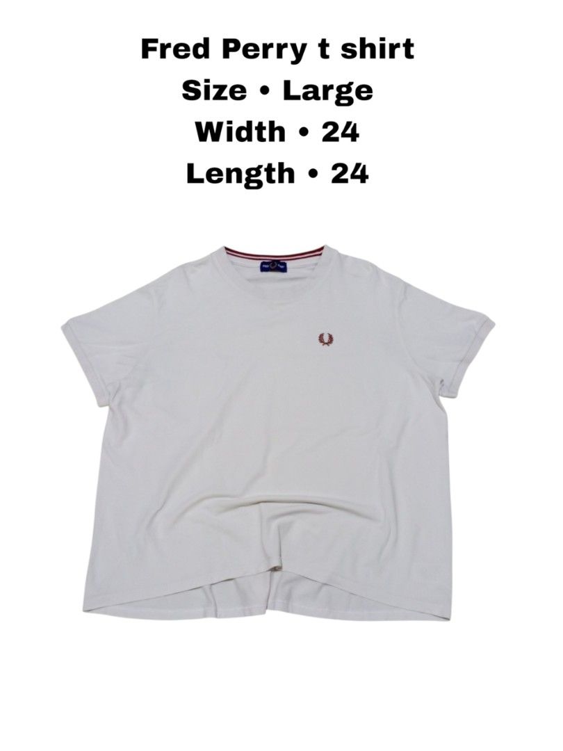 Fred Perry t shirt (Category: Activewear) located in Manila. Submitted by _t20hrift (Listing ID 1466332046, Image 1). Description: Fred Perry t shirt Size • Large Boxy type Excellent condition 24 | 24 Dimension.