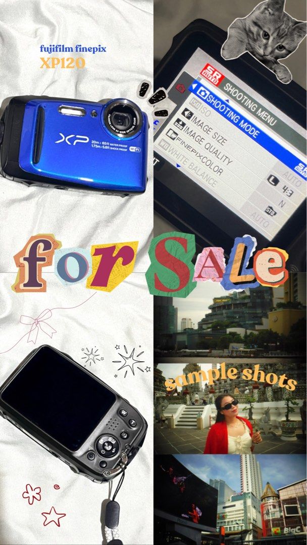 Fujifilm FINEPIX XP120 (Category: Cameras) located in San Miguel. Submitted by caliixcorner__ (Listing ID 1466220074, Image 1). Description: sale !! sale !! 📸 FUJIFILM FINEPIX XP120 Specifications & Features: • 16.4MP CMOS sensor • 5× optical zoom • 28mm wide-angle lens • 3.0-inch LCD monitor • Waterproof up to 20m • Shockproof up to 1.75m • Freezeproof up to -10°C • Dustproof • Built-in Wi-Fi connectivity • Easy photo transfer to smartphone thr