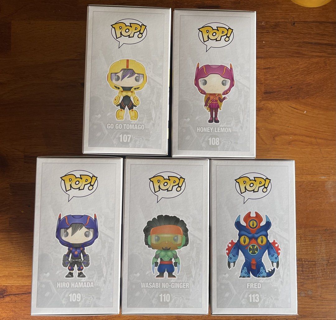 Funko Pop Disney Big Hero 6 Vaulted Set (Category: Action & Battle Toys) located in Pili. Submitted by MattDCollector (Listing ID 1466163504, Image 3). Description: For Sale! Funko Pop Disney Big Hero 6 set Vaulted No breaking of set - 6.5K #107 Go Go Tomago #108 Honey Lemon #109 Hiro Hamada #110 Wasabi No-Ginger #113 Fred No lowballers. Crossposted. 1st to pay MOP: Gcash, Maya or BPI Bank Transfer MOD: Flash Express or LBC Branch Pick Up - SF c/