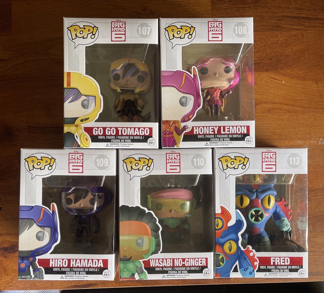 Funko Pop Disney Big Hero 6 Vaulted Set (Category: Action & Battle Toys) located in Pili. Submitted by MattDCollector (Listing ID 1466163504, Image 2). Description: For Sale! Funko Pop Disney Big Hero 6 set Vaulted No breaking of set - 6.5K #107 Go Go Tomago #108 Honey Lemon #109 Hiro Hamada #110 Wasabi No-Ginger #113 Fred No lowballers. Crossposted. 1st to pay MOP: Gcash, Maya or BPI Bank Transfer MOD: Flash Express or LBC Branch Pick Up - SF c/