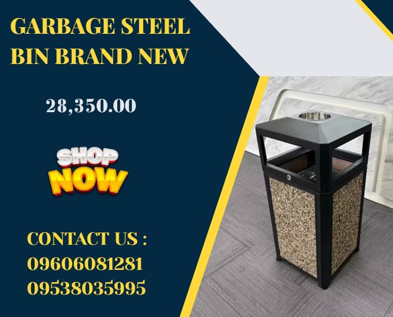 GARBAGE STEEL BIN BRAND NEW (Category: Construction Tools & Equipment) located in Caloocan City. Submitted by truehawk_e87a47 (Listing ID 1466164071, Image 1). Description: ●Size is 40*40*85cm, Galvanized steel +Stone aggregate side panels, .