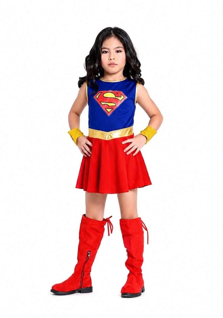 GIRL'S COSTUME (Category: Babies & Kids Fashion) located in Binangonan. Submitted by ziababyweasatbp (Listing ID 1466193637, Image 2). Description: Make every day a superhero adventure with this fun Spider-Man outfit! Made from stretchy spandex fabric, it’s designed for comfort and action-packed play. Includes: Top, skirt & cycling shorts Sizes: Medium (ages 4–6) 250 Large (ages 7–8) 260 💥 Super Style with Superman! Let your little hero shine in