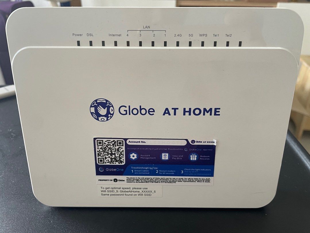 Globe At Home VD1200 Modem Router (Category: Networking) located in Quezon City. Submitted by gamzkie1 (Listing ID 1466183567, Image 1). Description: Globe At Home broadband modem router (Model VD1200) Includes original 12VDC power adaptor RFS: Changed ISP .