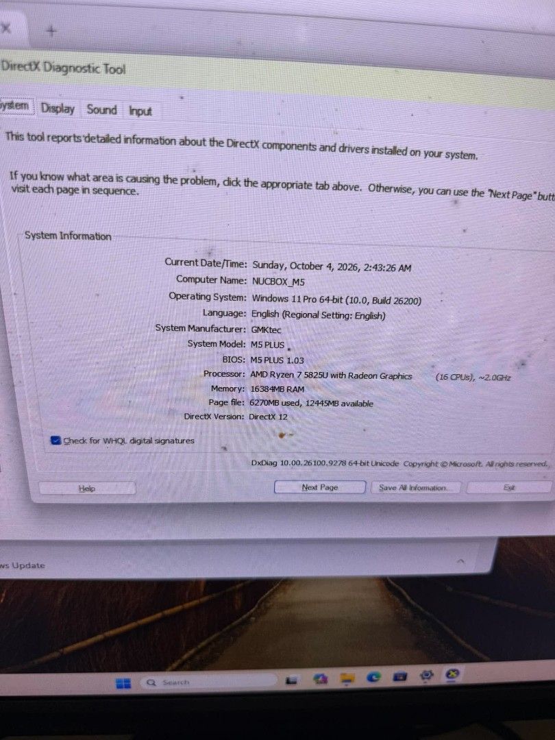 Gmktec mini with box good as new (Category: Desktops) located in Manila. Submitted by happyearth.953a15 (Listing ID 1466162775, Image 2). Description: Gmktec mini with box good as new Ryzen 7 5825U AMD Radeon (TM) Graphics 16gb ram 1TB m.2 ssd storage Windows 11 pro OS With box power adapter / HDMI / mini bracket 💸💸 25,000 Location: San Andres bukid manila Pick up or deliver COD.