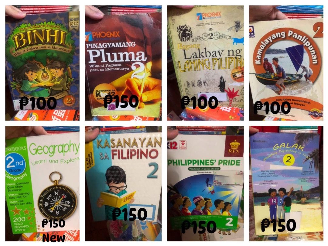 [Grade 2] Textbook & Workbook (Category: Textbooks) located in San Juan City. Submitted by ttanmien (Listing ID 1466225121, Image 1). Description: ⚜️✨⚜️✨⚜️✨⚜️✨⚜️✨⚜️ 💁🏻‍♀️SELLING PRICE: BOOKS FOR SALE PRICE STARTS AT ₱50 please check the pic nlng above. Price given already in each pic If you’ll get lots of books Or do take it all I can give more discount Original Price: Above ₱500 each book 💁🏻‍♀️Other details: •First owned •Used few times only